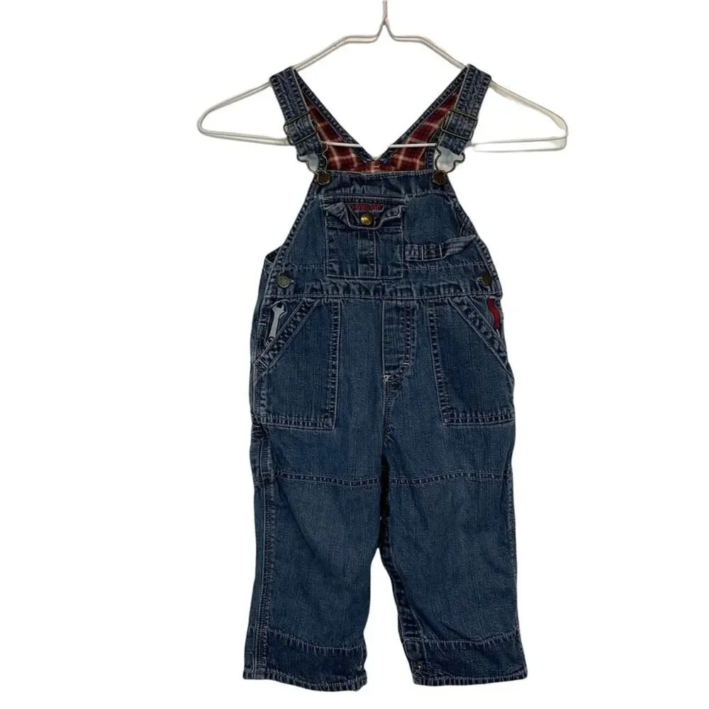 Vintage OshKosh B'Gosh Denim Overalls Tool Embroidery Size 18 Months